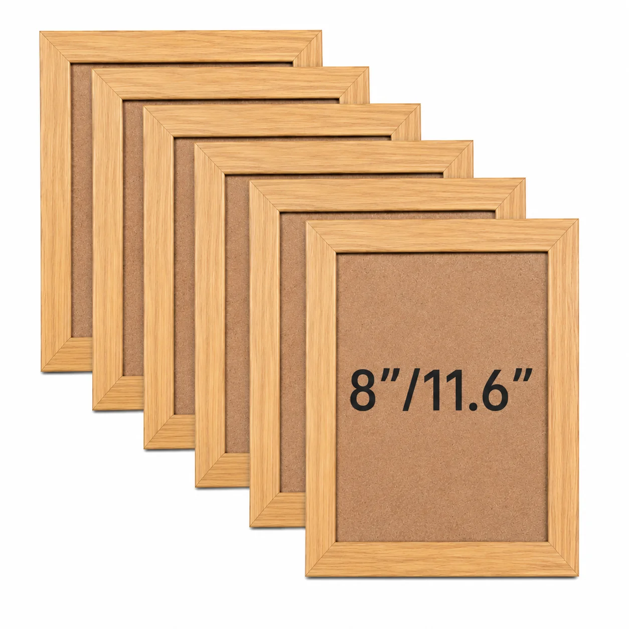 Premium Natural Wood-Look Photo Frame Set of 6 (8" x 11.6") – Classic Wall Display for Memories, Artwork, and Certificates